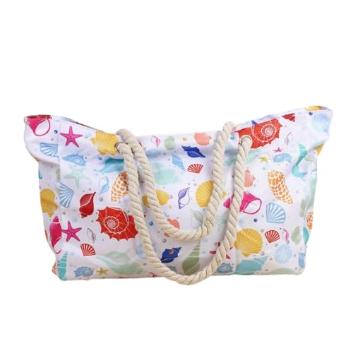 Xiyocadt Strandtasche, Badetasche Wasserdicht Streifen Strandtasche, Familie Segeltuch Umhängetasche mit Reißverschluss mit Nasstaschee Grosse Strandtasche für Damen (Seeschraube) von Xiyocadt