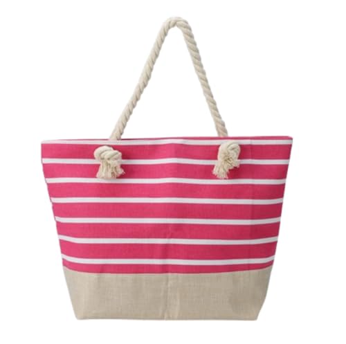 Xiyocadt Strandtasche Damen Große Sommertaschen, Tote Bag mit Reißverschluss Große Shopper, Schulterhandtaschen mit Reißverschluss für Strand Reisen Fitnessstudio Einkaufen (Rosarot,52x35x12CM) von Xiyocadt