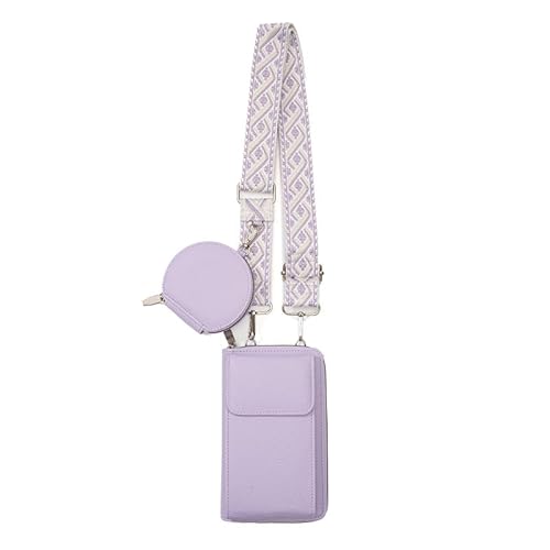 Xiyocadt Umhängetasche Damen Klein, PU Leder Handytasche Crossbody Bag mit Einem Kleinen Münzfach, Handytasche zum Umhängen Breitem Schultergurt, Abnehmbar Schultergurt (lila) von Xiyocadt