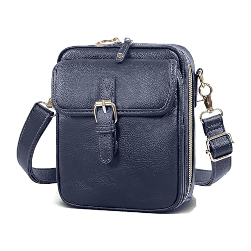 Xiyocadt Urvashi Crossbody Bag Diebstahlsichere Tasche Damen, Retro-Mini-Umhängetasche Mit Großem Fassungsvermögen Und Doppellagigem Design, Handy Crossbody Bag (Blau,One Size) von Xiyocadt