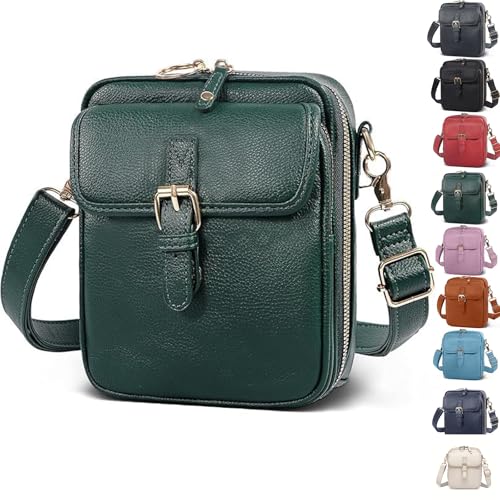 Xiyocadt Urvashi Crossbody Bag Diebstahlsichere Tasche Damen, Retro-Mini-Umhängetasche Mit Großem Fassungsvermögen Und Doppellagigem Design, Handy Crossbody Bag (grün,One Size) von Xiyocadt