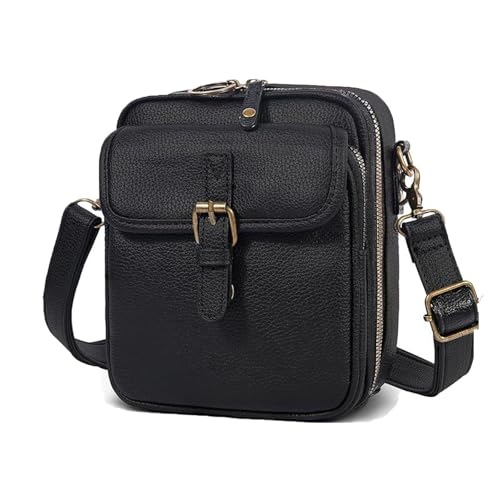 Xiyocadt Urvashi Crossbody Bag Diebstahlsichere Tasche Damen, Retro-Mini-Umhängetasche Mit Großem Fassungsvermögen Und Doppellagigem Design, Handy Crossbody Bag (schwarz,One Size) von Xiyocadt