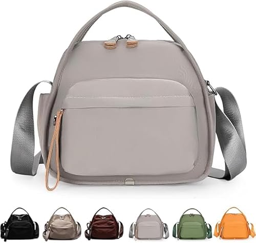 Xiyocadt Veluna Umhängetasche, Handtaschen mit Griff oben für Damen, leichte Umhängetaschen aus einfarbigem Nylon, großes Fassungsvermögen (Grau) von Xiyocadt