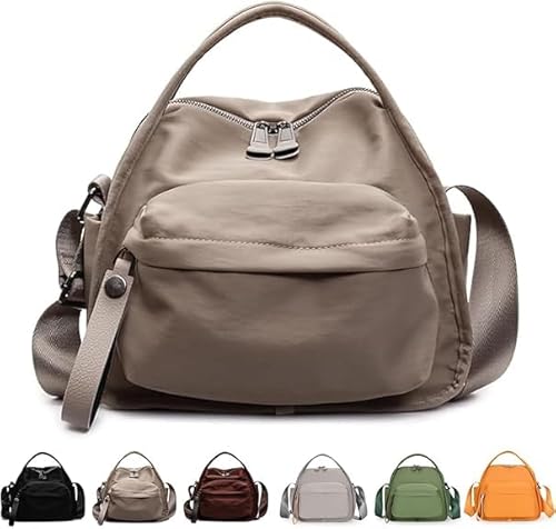 Xiyocadt Veluna Umhängetasche, Handtaschen mit Griff oben für Damen, leichte Umhängetaschen aus einfarbigem Nylon, großes Fassungsvermögen (Khaki) von Xiyocadt