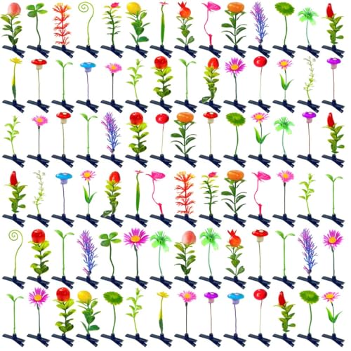 Xizhiwan 100 Bean Sprout Haarclips gemischter Stil Pflanze Clips Blume Schmetterling Gras Pilz Haarschmuck Hüte geeignet für Frauen, Kinder, Mädchen, Frauen, Zuhause, Schule, Party von Xizhiwan