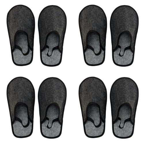 Filz Museumspantoffeln 4 Paare Set mit Gummiband Überziehschuhe Schuhüberzieher zum Bodenschutz vor Schmutz & Kratzern Handwerkerpantoffeln Filzüberschuhe Schlosspantoffeln dunkelgrau L (47/50 EU) von Xlabor