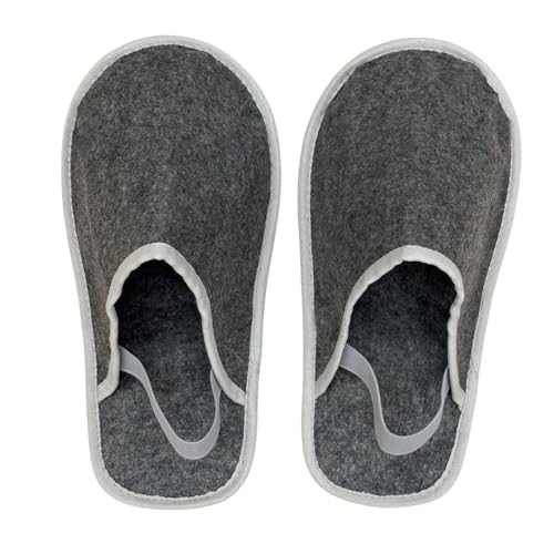 Xlabor Filz Museumspantoffeln 2 Paare Set mit Gummiband Überziehschuhe Schuhüberzieher zum Bodenschutz vor Schmutz & Kratzern Handwerkerpantoffeln Filzüberschuhe Schlosspantoffeln grau M (41/46 EU) von Xlabor