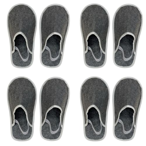Xlabor Filz Museumspantoffeln 4 Paare Set mit Gummiband Überziehschuhe Schuhüberzieher zum Bodenschutz vor Schmutz & Kratzern Handwerkerpantoffeln Filzüberschuhe Schlosspantoffeln grau L (47/50 EU) von Xlabor