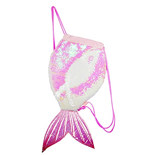 Xlabor Meerjungfrau Schwanz Pailletten Rucksack Kordelzug Magie Reversible Pailletten Rucksack Mode Glitzernde Tunnelzug Tanz Tasche für Kinder Mädchen Rosa L von Xlabor