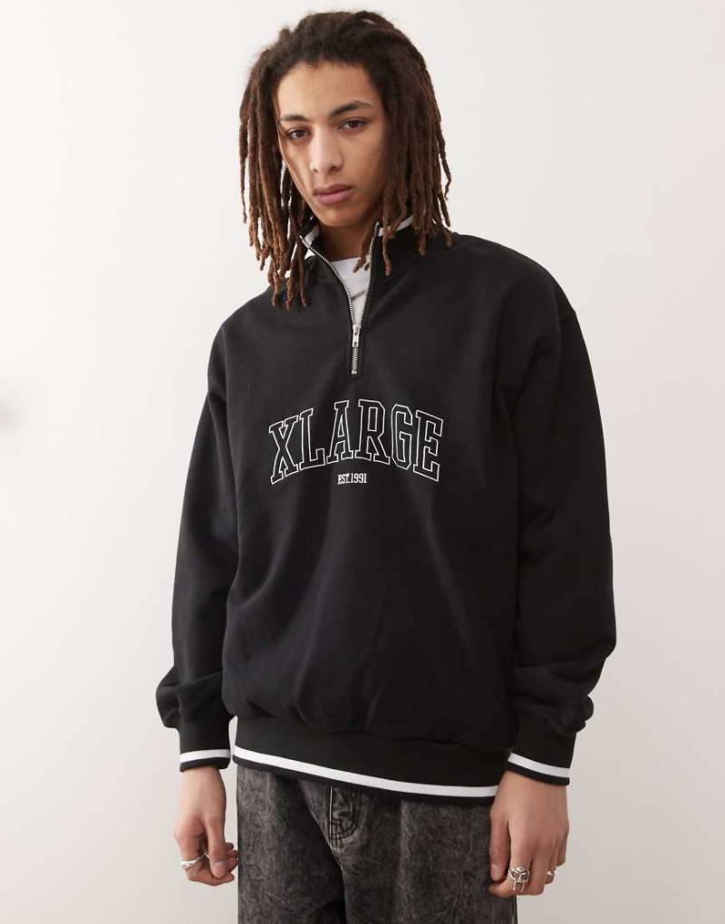 XLARGE - Sweatshirt in Schwarz mit kurzem Reißverschluss und Logo von Xlarge