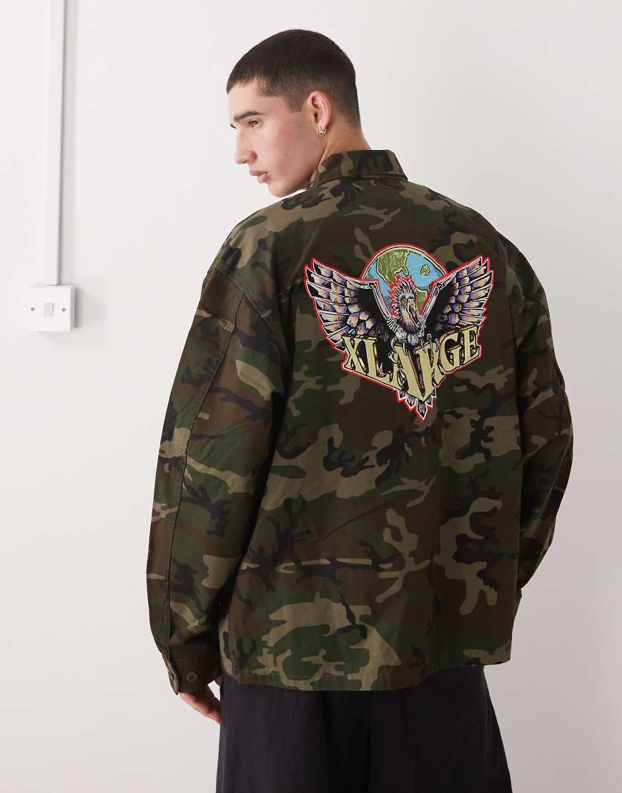 XLarge - Hemd aus Ripstop in Grün mit Military-Muster und Military-Grafiklogo-Bunt von Xlarge