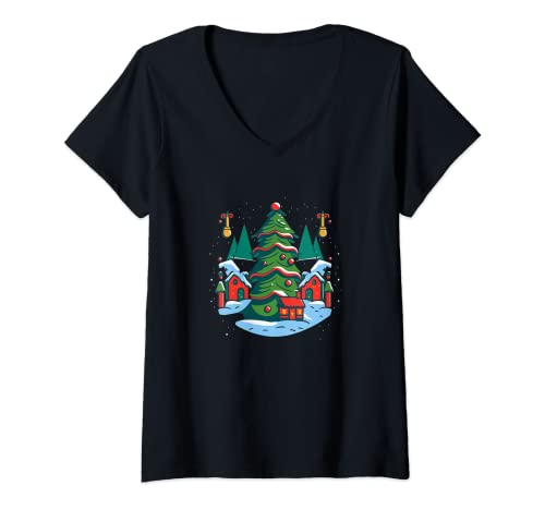 Damen Weihnachtsbaum – Frohe Weihnachten – Happy New Year – Xmas T-Shirt mit V-Ausschnitt Damen Weihnachtsbaum – Frohe Weihnachten – Happy New Year – Xmas T-Shirt mit V-Ausschnitt von Xmas - Christmas tree
