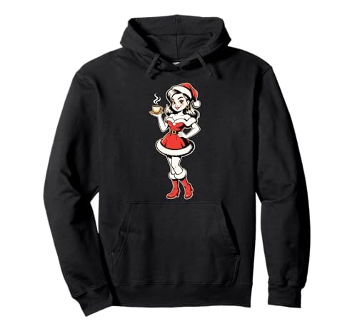 Retro Santa Girl Holiday Pinup Weihnachten Kaffee Urlaub Pullover Hoodie Retro Santa Girl Holiday Pinup Weihnachten Kaffee Urlaub Pullover Hoodie von Xmas Coffee Pinup Girl Gift Retro Santa Outfit Art