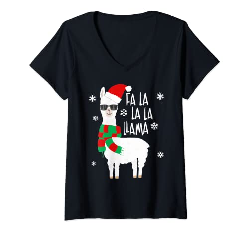Damen Fa la la Llama - Lustiges Falala Lama, Weihnachten T-Shirt mit V-Ausschnitt Damen Fa la la Llama - Lustiges Falala Lama, Weihnachten T-Shirt mit V-Ausschnitt von Xmas Corner