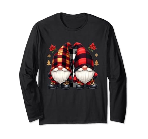 Buffalo Plaid Zwerge Weihnachten Damen Herren Zwerg Familie Langarmshirt von Xmas Cozy Gnome Apparel Co.