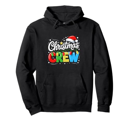 Christmas Crew Rentiergeweih Weihnachtsmann Familie Männer Frauen Kinder Pullover Hoodie von Xmas Crew Santa Hat Lights Family Matching Pajamas