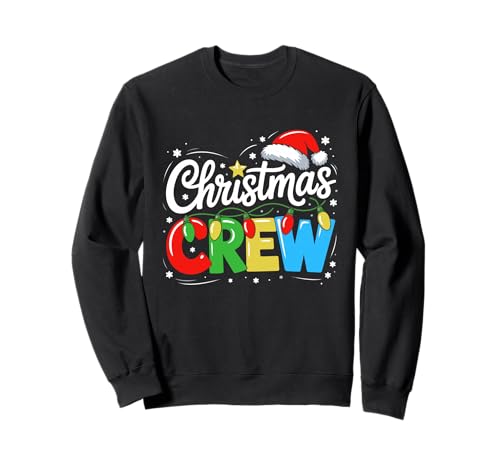 Christmas Crew Rentiergeweih Weihnachtsmann Familie Männer Frauen Kinder Sweatshirt von Xmas Crew Santa Hat Lights Family Matching Pajamas