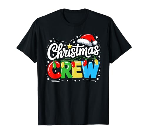 Christmas Crew Rentiergeweih Weihnachtsmann Familie Männer Frauen Kinder T-Shirt Christmas Crew Rentiergeweih Weihnachtsmann Familie Männer Frauen Kinder T-Shirt von Xmas Crew Santa Hat Lights Family Matching Pajamas