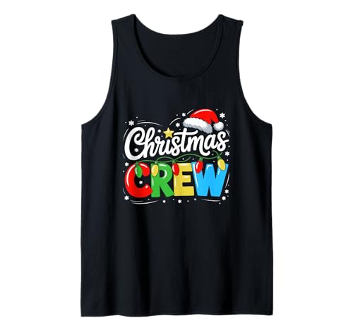 Christmas Crew Rentiergeweih Weihnachtsmann Familie Männer Frauen Kinder Tank Top von Xmas Crew Santa Hat Lights Family Matching Pajamas