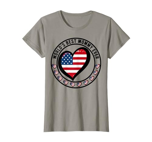 Die weltbeste Mama aller Zeiten hatte das Glück, amerikanische Mutter Mama Bruh zu sein T-Shirt von Xmas Family Matching Flag Heart American Pride