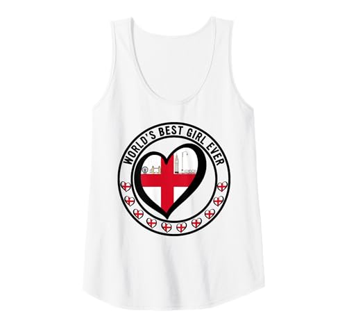 Damen Das Beste Mädchen der Welt, das jemals stolz darauf ist, EIN englisches Schwestermädchen zu Sein Tank Top von Xmas Family Matching Flag Heart English Pride