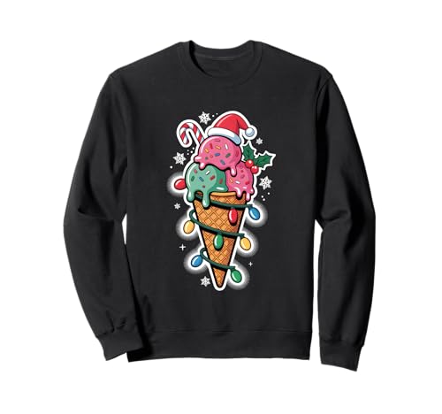 Weihnachtsmütze mit Eiswaffel, Weihnachtsmannmütze für Damen und Kinder Sweatshirt von Xmas Ice Cream Dripping Tees