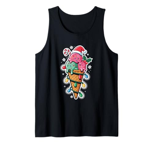 Weihnachtsmütze mit Eiswaffel, Weihnachtsmannmütze für Damen und Kinder Tank Top von Xmas Ice Cream Dripping Tees
