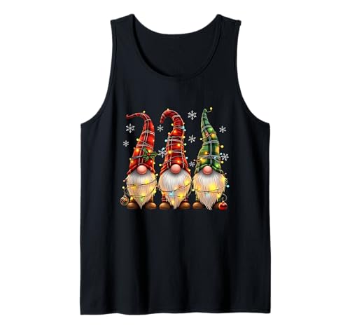 DREI Zwerge Herren Damen Büffel Plaid Rot Weihnachten Tank Top von Xmas Lights Gnomes Holiday Graphics