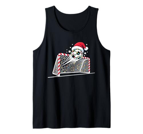 Weihnachts-Fußball-Lichter, Weihnachtsmann, Kinder, Jungen, Herren Tank Top von Xmas Lights Soccer Player Santa Hat