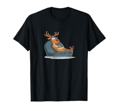 Pretty Lazy Rentier Couch Grafik für Jungen und Mädchen T-Shirt von Xmas Reindeer Outfit