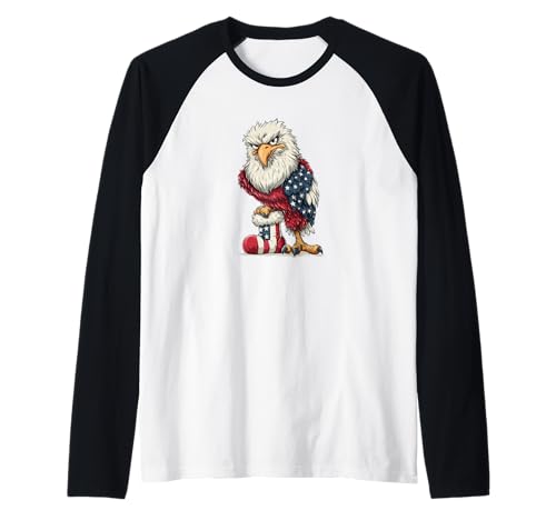 Schönes Cartoon-Adlergesicht mit Socke für Erwachsene und Kinder Raglan von Xmas Sock Eagle Outfit