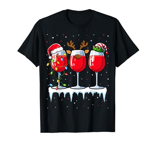 Christmas Reindeer Red Wine - Weihnachtsshirt Damen T-Shirt Christmas Reindeer Red Wine - Weihnachtsshirt Damen T-Shirt von Xmas Wine Merry Reindeer Shirt