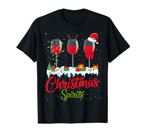 Christmas Reindeer Red Wine - Weihnachtsshirt Damen T-Shirt Christmas Reindeer Red Wine - Weihnachtsshirt Damen T-Shirt von Xmas Wine Merry Reindeer Shirt