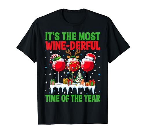 The Most Wine Derful Time of the Year Weihnachtsshirt Damen T-Shirt The Most Wine Derful Time of the Year Weihnachtsshirt Damen T-Shirt von Xmas Wine Merry Reindeer Shirt