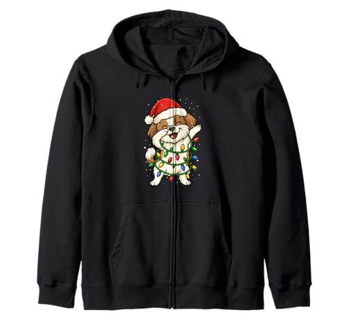 Lustige Weihnachtsbeleuchtung Shih Tzu Dabbing Xmas Mom Dad Kids Kapuzenjacke von XmasAxis1