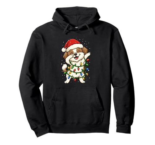 Lustige Weihnachtsbeleuchtung Shih Tzu Dabbing Xmas Mom Dad Kids Pullover Hoodie von XmasAxis1