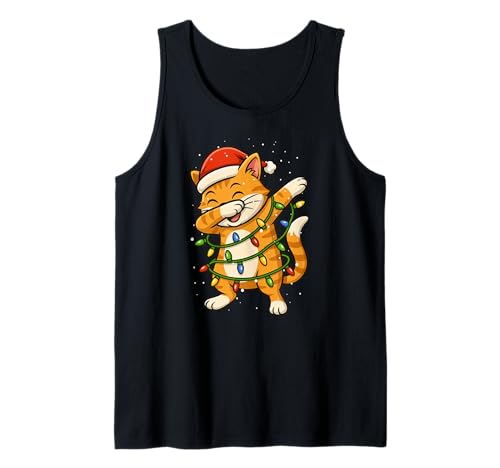 Lustige orangefarbene Katze Dabbing Weihnachten Weihnachten Urlaub Mama Papa Kinder Tank Top von XmasAxis1