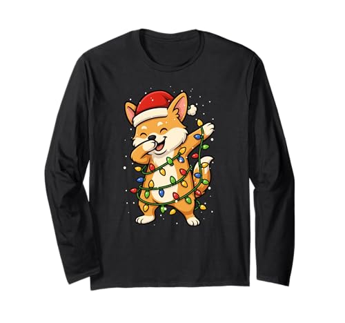 Lustiger Corgi Hund Dabbing Weihnachten Weihnachten Feiertage Mama Papa Kinder Langarmshirt von XmasAxis1