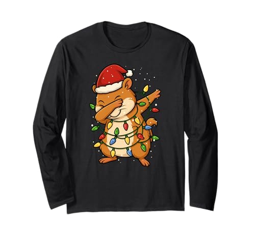 Lustiger Dabbing Hamster Weihnachten Weihnachten Feiertage Jungen Mädchen Kind Langarmshirt von XmasAxis1