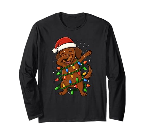 Lustiger Dackel Dabbing Weihnachten Weihnachten Feiertage Mama Papa Kinder Langarmshirt von XmasAxis1