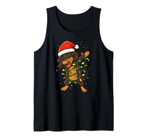 Lustiger Dackel Doxie Weihnachten Dabbing Xmas Mama Papa Kinder Tank Top von XmasAxis1