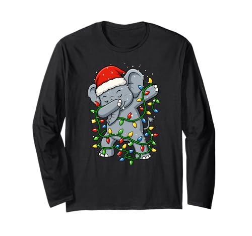 Lustiger Elefant Dabbing Weihnachten Weihnachten Feiertage Jungen Mädchen Langarmshirt von XmasAxis1