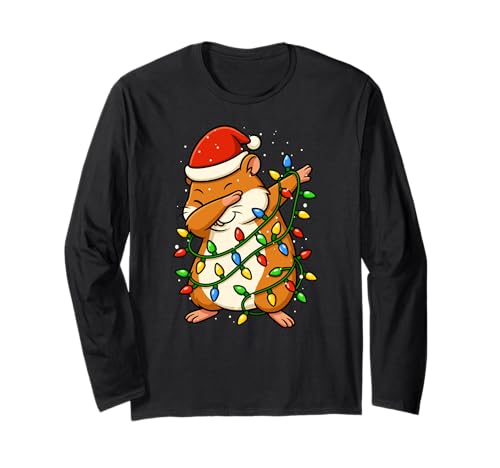 Lustiger Hamster Dabbing Weihnachten Weihnachten Feiertage Jungen Mädchen Kind Langarmshirt von XmasAxis1