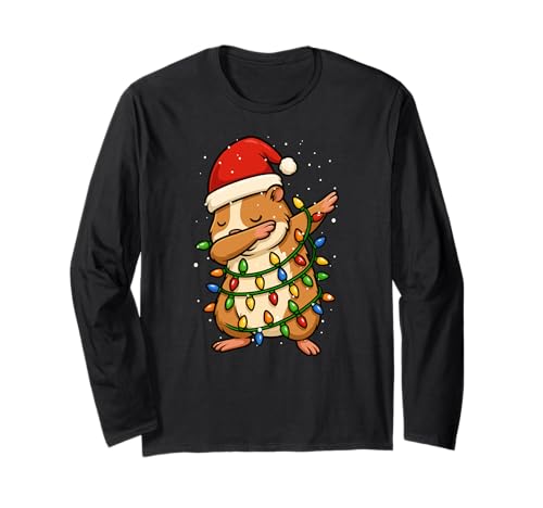 Lustiger Hamster Dabbing Weihnachten Weihnachten Feiertage Jungen Mädchen Kind Langarmshirt von XmasAxis1