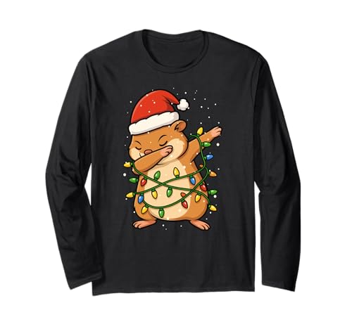 Lustiger Hamster Weihnachten Dabbing Xmas Feiertage Jungen Mädchen Kind Langarmshirt von XmasAxis1