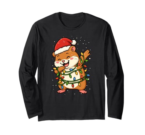 Lustiger Hamster Weihnachten Dabbing Xmas Feiertage Jungen Mädchen Kind Langarmshirt von XmasAxis1