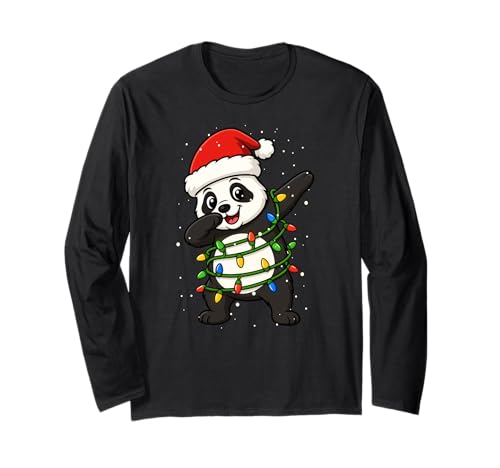 Lustiger Panda Weihnachten Dabbing Xmas Feiertage Jungen Mädchen Kinder Langarmshirt von XmasAxis1