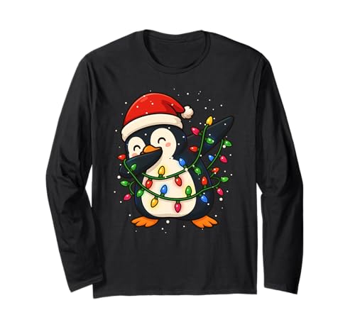 Lustiger Pinguin Dabbing Weihnachten Weihnachten Feiertage Jungen Mädchen Kind Langarmshirt von XmasAxis1