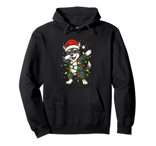 Lustiger Schnauzer Hund Dabbing Weihnachten Weihnachten Mama Papa Kinder Pullover Hoodie von XmasAxis1