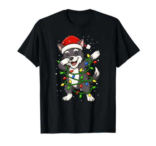 Lustiger Schnauzer Hund Dabbing Weihnachten Weihnachten Mama Papa Kinder T-Shirt von XmasAxis1
